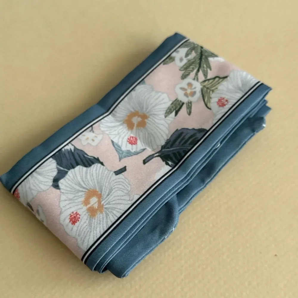 Floral Print Scarf with Blue Border #1871